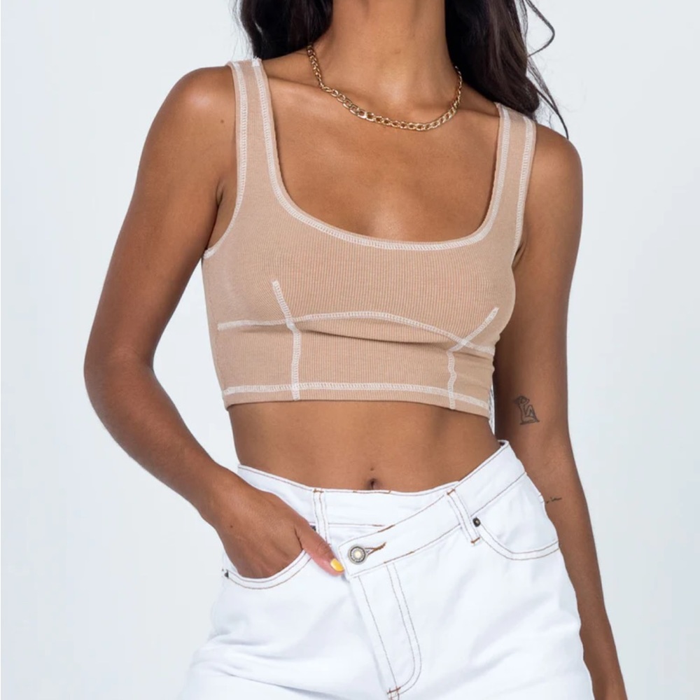 Princess Polly - CARL CROP TOP BEIGE - brand new size 2